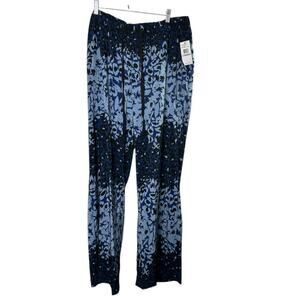 Jessica Simpson Pants Blue Indigo Floral Wide Leg Palazzo Pants Women's 1X New